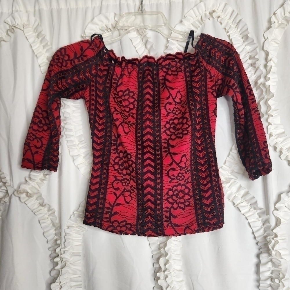 Vintage Fashion Magazine lace off the shoulder top